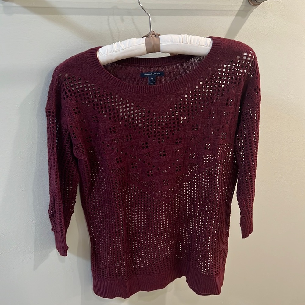 Maroon Crochet Sweater